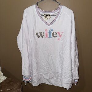 Jadelynn Brooke White 'Wifey' Top with Multicolor Accents